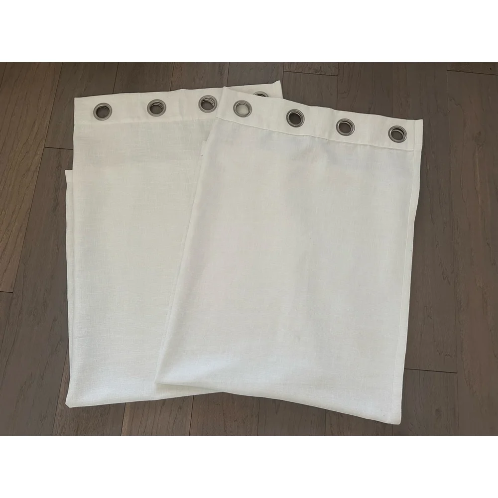 Jinchan Linen Look Light Filtering Farmhouse Curtains 62 Inch - Picture 1 of 7